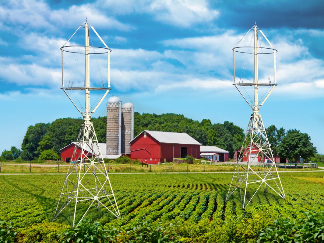 Freen turbine on a farm