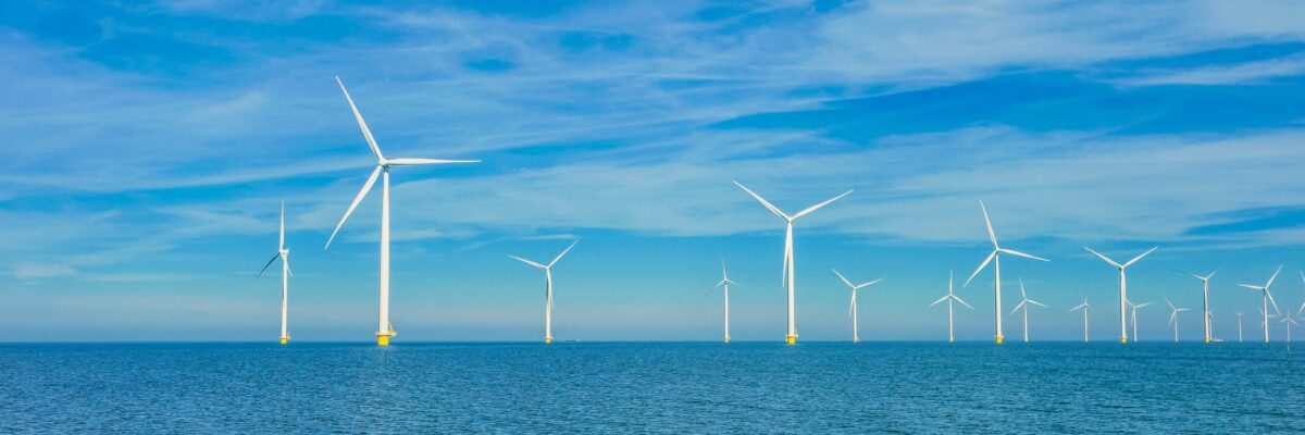 horizontal big wind turbines in the sea